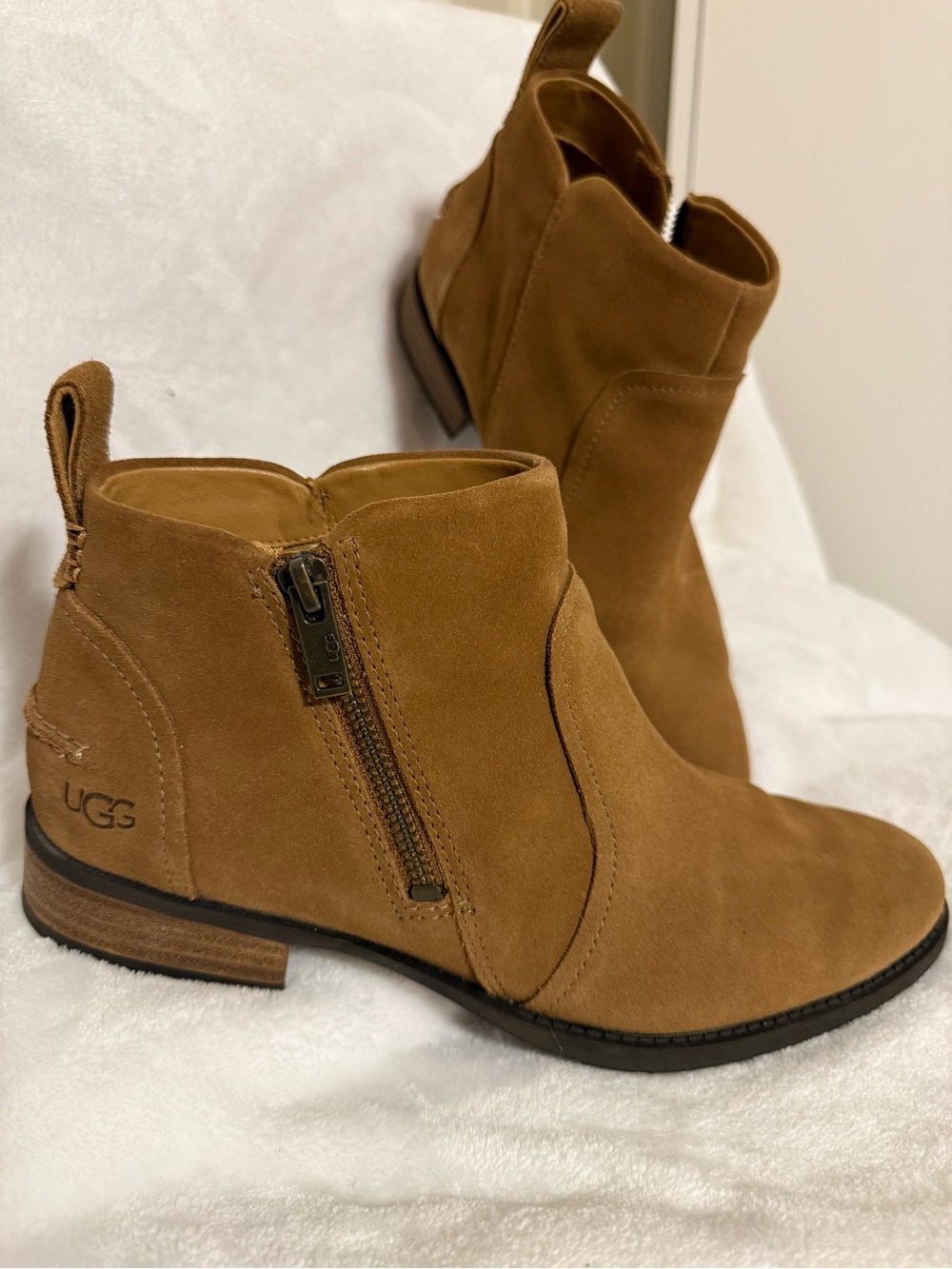 UGG Tan Suede Side-Zip Ankle Booties